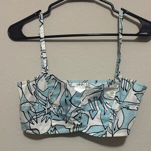 Tyler Boe Abstract Blue and White Crop Top